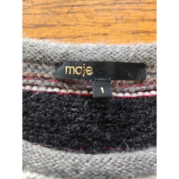 Maje Womens Wool Blend Metalic Chunky Knit Sweater Size 1 - Picture 3 of 7